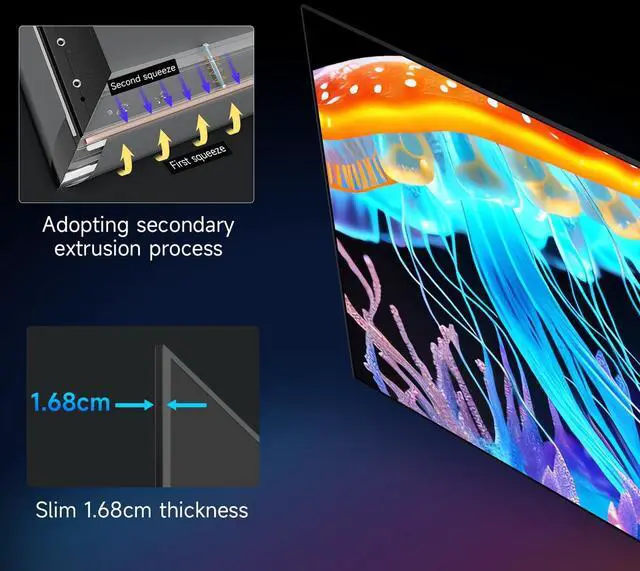 Alt view image 5 of 5 - IN&VI Fresnel Projector Screen,2.0 Gain 90% ALR Fixed Frame Projection Screen Edge Free 4/8K HDTV, HDR & Active 3D Anti-Wrinkle for Indoor Movie Cinema Office for Long/Standard Throw Projector