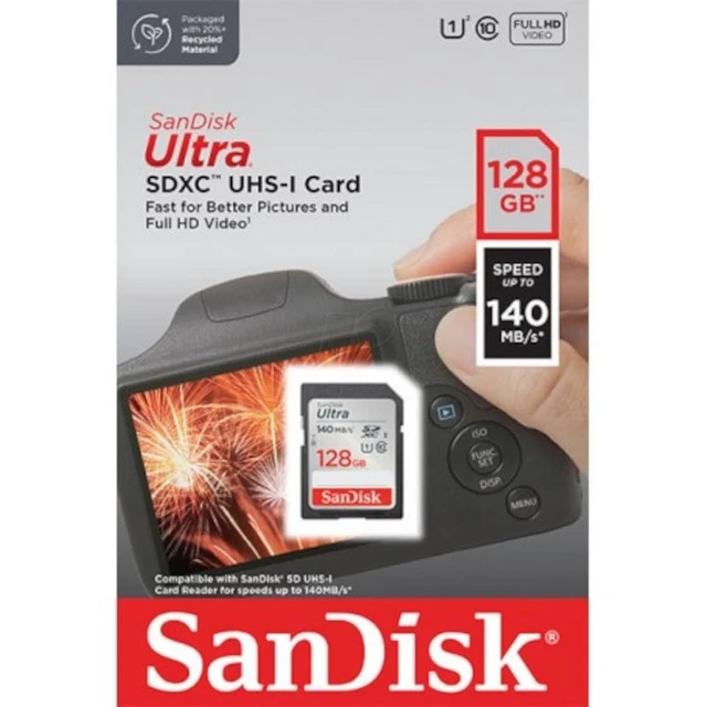 Alt view image 3 of 4 - SanDisk 128GB Ultra SDXC UHS-I Memory Card, Up to 140MB/s, C10, U1, Full HD, SD Card, SDSDUNB-128G-GN6IN