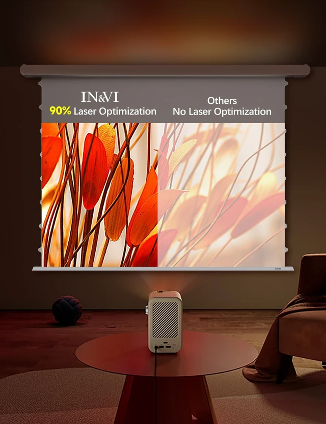 Alt view image 4 of 5 - 100" PureVision Motorized Projector Screen with Laser Speckle Reduction,Movie Screen 4K/8K UHD Ready Auto-Sync for Long Throw Projectors,20" Adjustable Drop and Black Backing for Enhanced Contrast