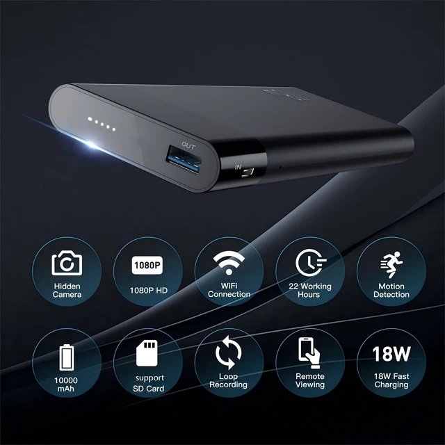 Alt view image 2 of 5 - LIZVIE Hidden Camera, Portable USB Cam with 1080P Motion Detection Alerts/SD Storage Surveillance Cam for Pet Home Security.