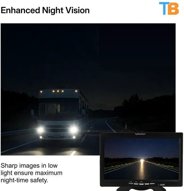 Alt view image 4 of 5 - TadiBrothers 7 HD License Plate Backup Camera with a Monitor Wired for No Interference, 120 Wide-Angle, Weatherproof, Night Vision American-Based, 1-Year Warranty