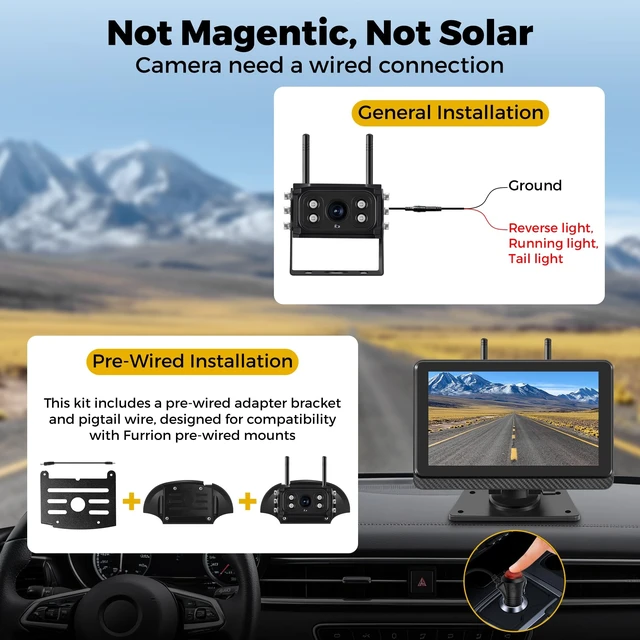 Alt view image 3 of 5 - Wireless Backup Camera for Truck RV with 7" Monitor and AHD 1080P Camera