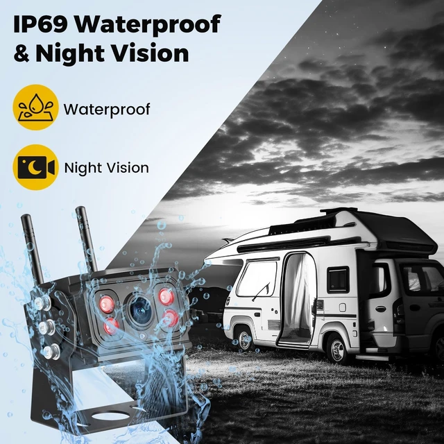 Alt view image 5 of 5 - Wireless Backup Camera for Truck RV with 7" Monitor and AHD 1080P Camera