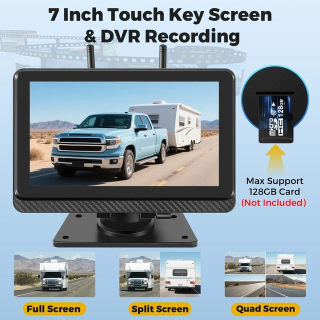 Alt view image 4 of 5 - Wireless Backup Camera for Truck RV with 7" Monitor and AHD 1080P Camera