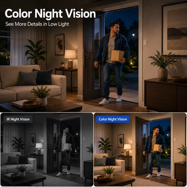 Alt view image 5 of 5 - 2K Indoor Outdoor Security Cameras for Home Security, Baby Monitor, 2Pack