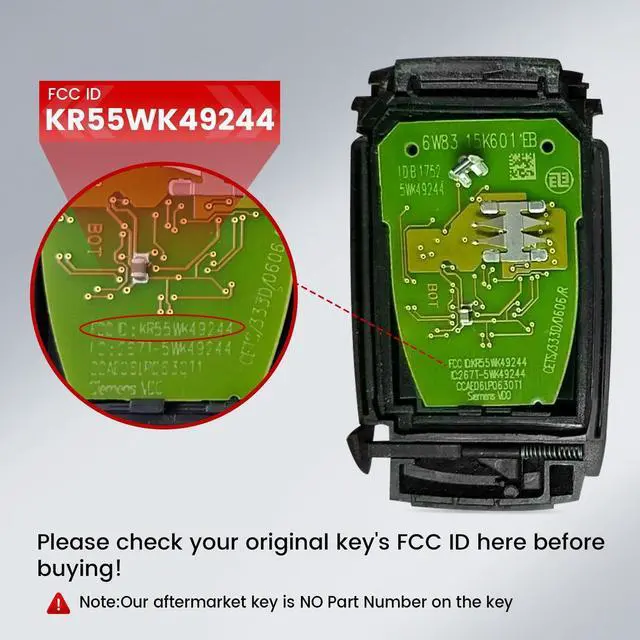 Alt view image 4 of 5 - Beefunny Smart Remote Key Fob Replacement for Jaguar XF XFR XK XKR XJ8 XK8 2006-2013 FCC ID:KR55WK49244,KR55WK45694 315MHz (1)