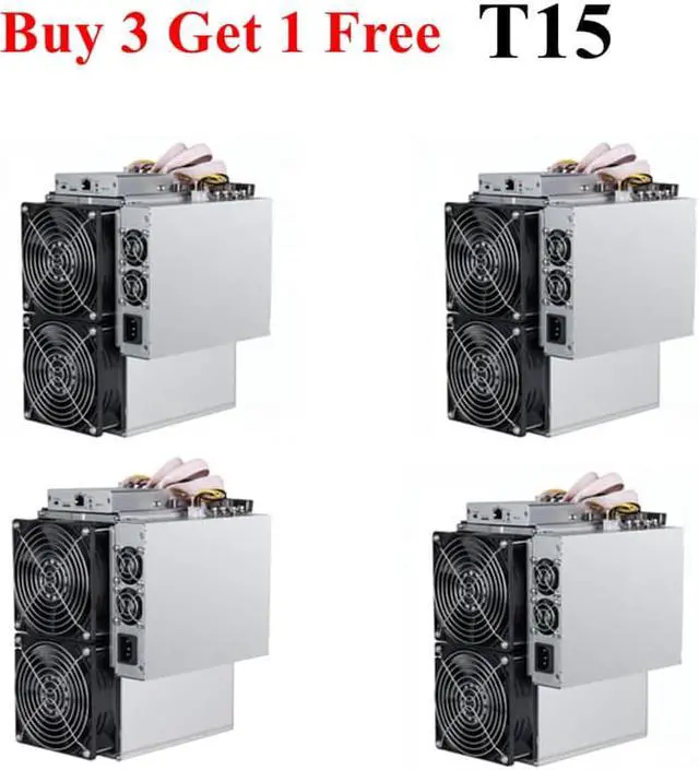 Main image of Packed 4  Bitmain T15 23Th Bitcoin Miner With Power supply and US Power Cord Cable Total 4 T15