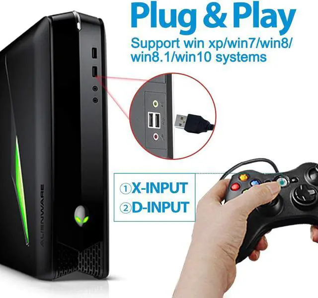 Alt view image 3 of 7 - Game Controller for Xbox 360,Wired Xbox 360 Controller for PC Windows 7/8 /8.1/10/ Microsoft Xbox360/Xbox 360 Slim USB Gamepad, Joypad with Dual Vibration