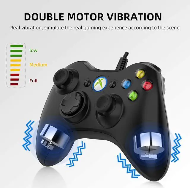 Alt view image 4 of 7 - Game Controller for Xbox 360,Wired Xbox 360 Controller for PC Windows 7/8 /8.1/10/ Microsoft Xbox360/Xbox 360 Slim USB Gamepad, Joypad with Dual Vibration