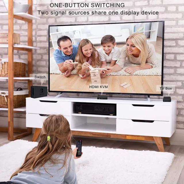 Alt view image 5 of 7 - KVM Switch HDMI 2 Port Box, 2 Computers Share Keyboard Mouse and HD Monitor,HUD 4K (3840x2160),Support Wireless Keyboard and Mouse Connections