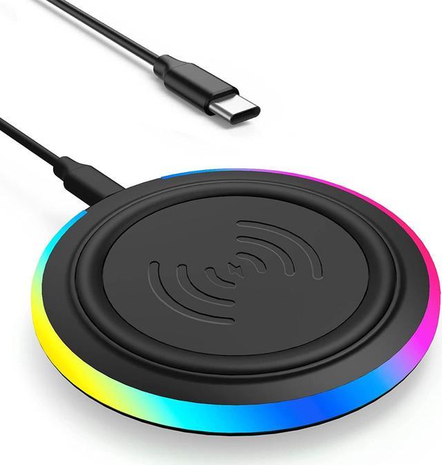 Wireless Charger Pad, 15W Max Fast RGB Wireless Charging Pad Compatible  iPhone 14/14 Plus/14 Pro/14 Pro Max/13/13 Mini/SE 2022/12/11/X/8,Samsung  Galaxy S22/S21/S20,AirPods 3 2 Pro(No AC Adapter) 