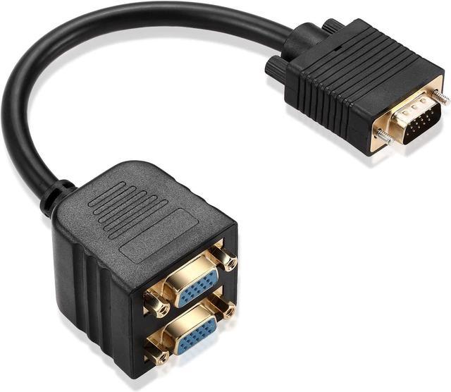 Nøgle ål Pløje VGA Splitter Cable 1 Male to 2 Female Adapter Monitor Y Splitter Cable 25cm  Black Can't Connect Two at The Same time VGA / SVGA Cables - Newegg.com