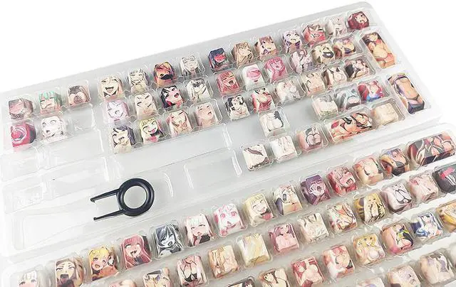 Alt view image 2 of 3 - SUCRUN 108 PBT Dye Sublimation Ahegao Keycap Anime keycaps for Mechanical Gaming Keyboards (Cherry Switches)