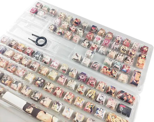 Alt view image 3 of 3 - SUCRUN 108 PBT Dye Sublimation Ahegao Keycap Anime keycaps for Mechanical Gaming Keyboards (Cherry Switches)
