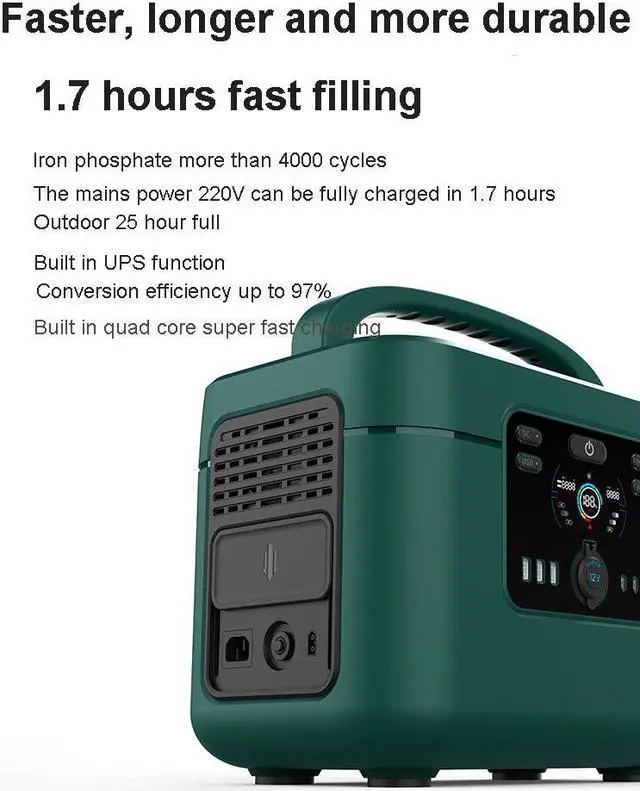 Alt view image 6 of 7 - 1200-Watt Continuous/2000W Peak Output Portable Power Station Explorer 880 Push Button Start Battery Generator for Outdoors
