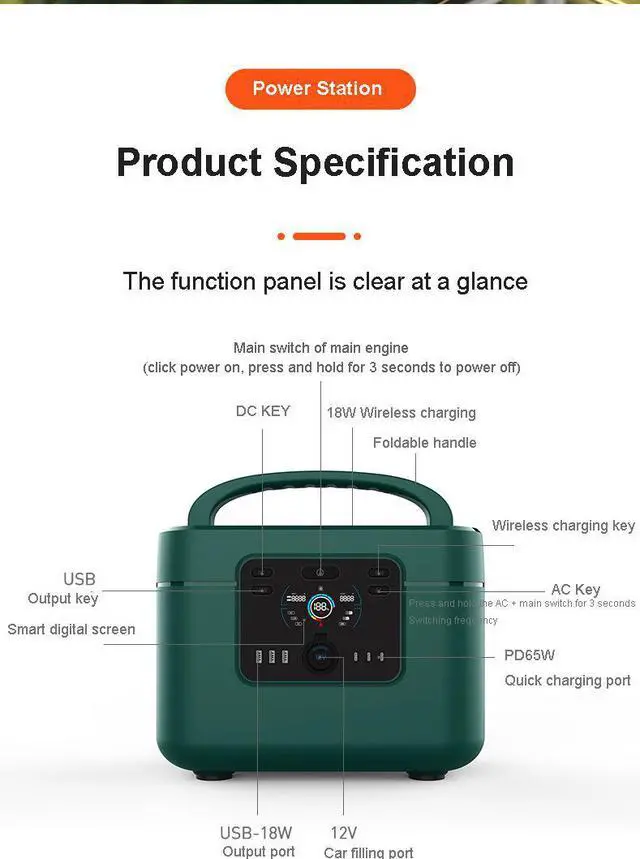 Alt view image 5 of 7 - 1200-Watt Continuous/2000W Peak Output Portable Power Station Explorer 880 Push Button Start Battery Generator for Outdoors
