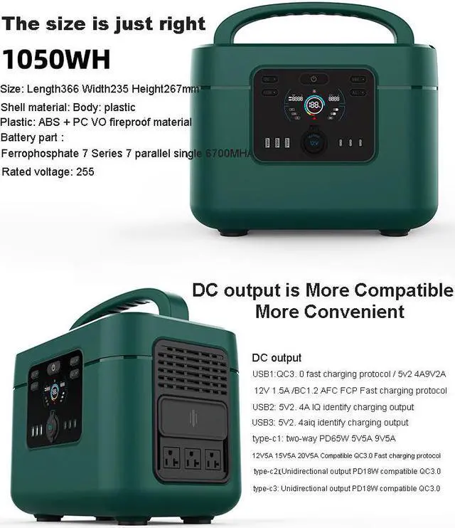 Alt view image 7 of 7 - 1200-Watt Continuous/2000W Peak Output Portable Power Station Explorer 880 Push Button Start Battery Generator for Outdoors