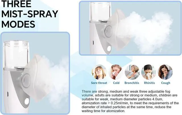 Alt view image 3 of 7 - Mericonn Rechargeable Mesh Nebulizer Portable Equipment for Homecare with USB Charging