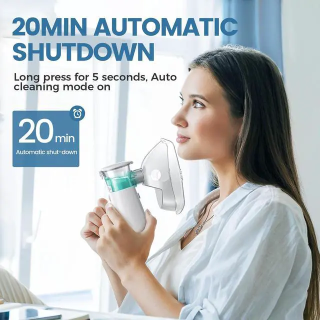 Alt view image 6 of 7 - Mericonn Compact Portable Nebulizer, Mesh Nebulizer, auto-Cleaning Handheld Nebulizer, Two Ways to use for Adults and Children with Respiratory Problems, for Home, Office, Outdoor