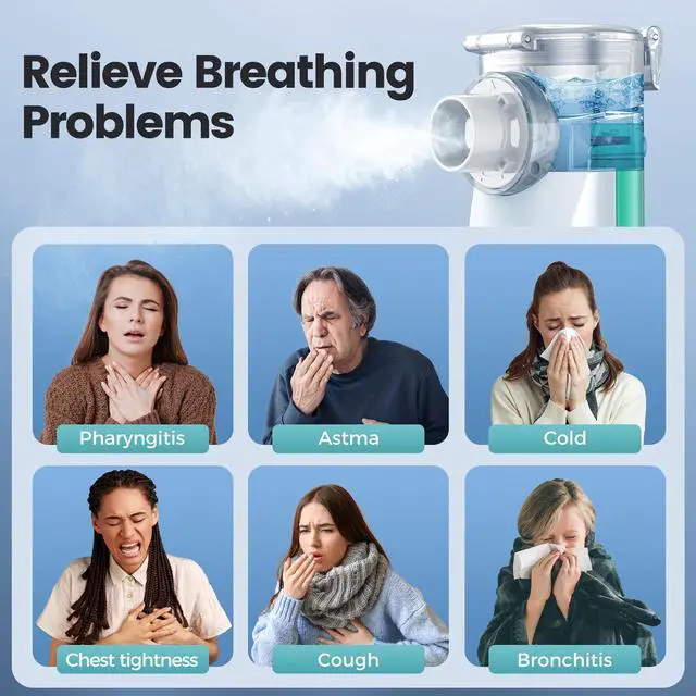 Alt view image 7 of 7 - Mericonn Compact Portable Nebulizer, Mesh Nebulizer, auto-Cleaning Handheld Nebulizer, Two Ways to use for Adults and Children with Respiratory Problems, for Home, Office, Outdoor