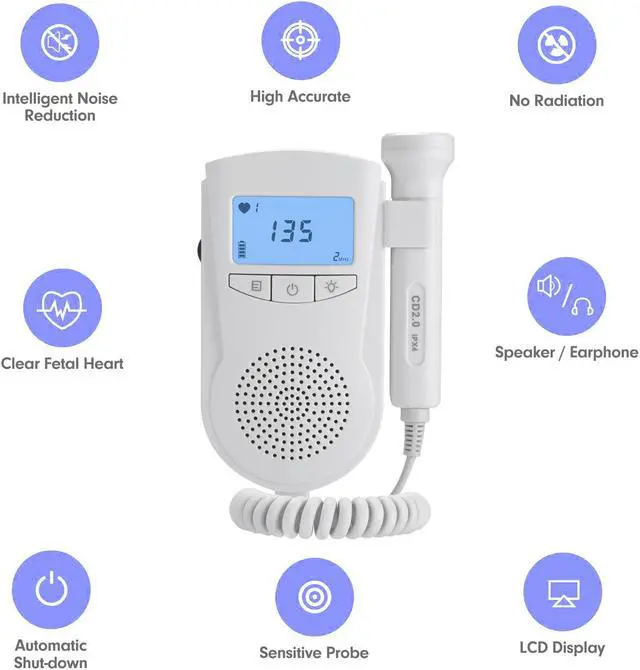 Alt view image 2 of 7 - Portable fetal doppler Baby Heart Rate Monitor For Pregnant Women Home Use