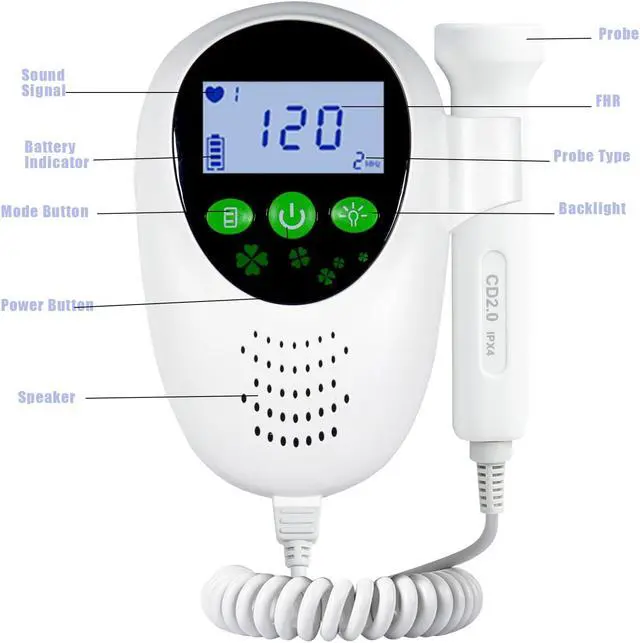 Alt view image 4 of 7 - Household Pregnant Fetal Doppler Baby Heartbeat Monitor Fetal Doppler