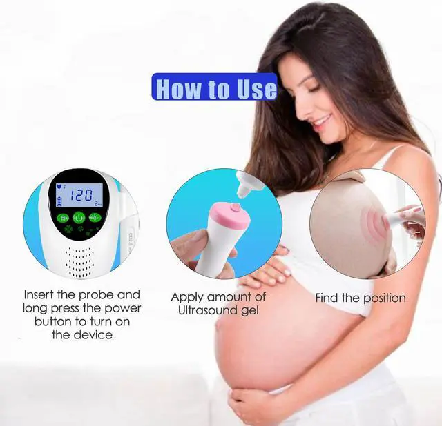 Alt view image 6 of 7 - Household Pregnant Fetal Doppler Baby Heartbeat Monitor Fetal Doppler