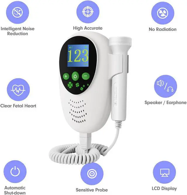 Alt view image 2 of 7 - Mericonn Ultrasound Fetal Doppler with Colors TFT Screen for Home use Medical