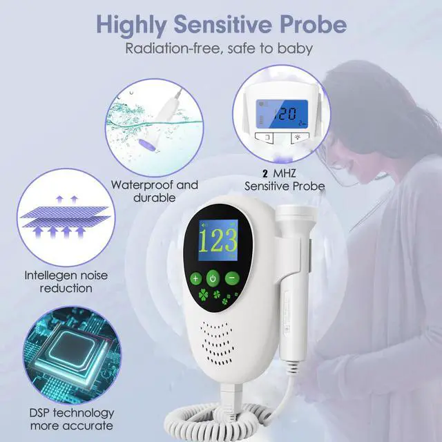 Alt view image 3 of 7 - Mericonn Ultrasound Fetal Doppler with Colors TFT Screen for Home use Medical