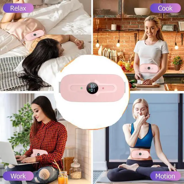Alt view image 7 of 7 - Mericonn Portable Cordless Heating Pad for Period Cramps Relief Menstrual Heating Pad for Stomach Back Pink