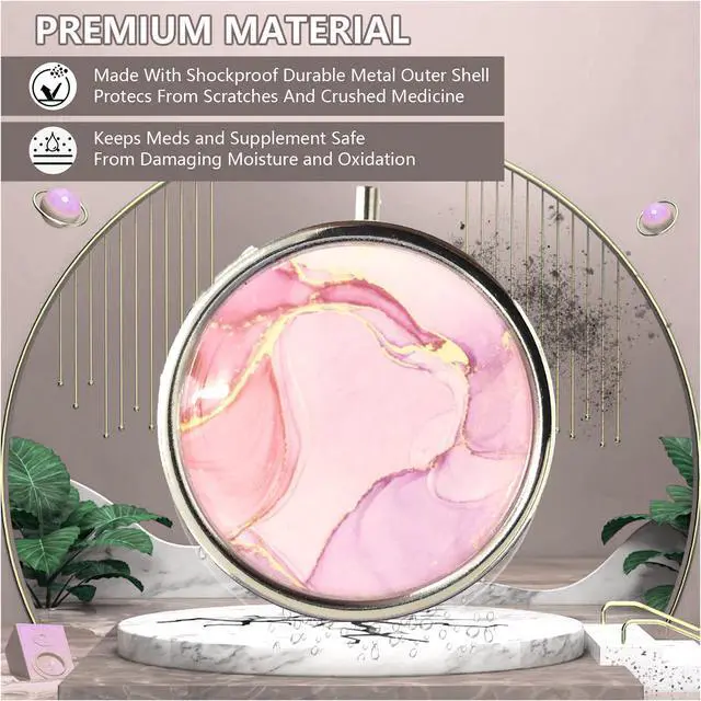 Alt view image 2 of 4 - Mericonn Pill Box 3 Compartment Small Pill Case for Purse & Pocket Cute Pill Organizer Travel Pillbox Pill Container Holder to Hold Vitamins Medication