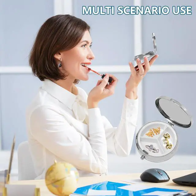 Alt view image 4 of 4 - Mericonn Pill Box 3 Compartment Small Pill Case for Purse & Pocket Cute Pill Organizer Travel Pillbox Pill Container Holder to Hold Vitamins Medication