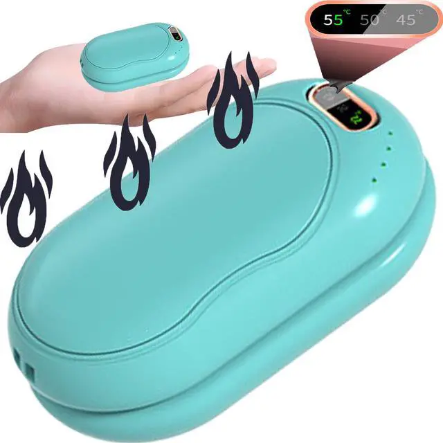 Main image of Mericonn Hand Warmers Rechargeable 2 Pack 5000mAh Electric Portable Pocket Warmer 2-in-1 Electric Hand Warmer with Digital Display Green