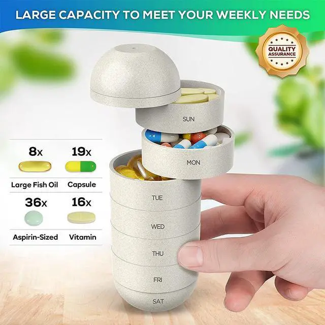 Alt view image 4 of 7 - Mericonn Weekly Travel Pill Organizer Daily Cute Pill Box 7 Day Small Pill Case Holder to Vitamins Supplements Pretty Medicine Box Gift for Office Trip Gym