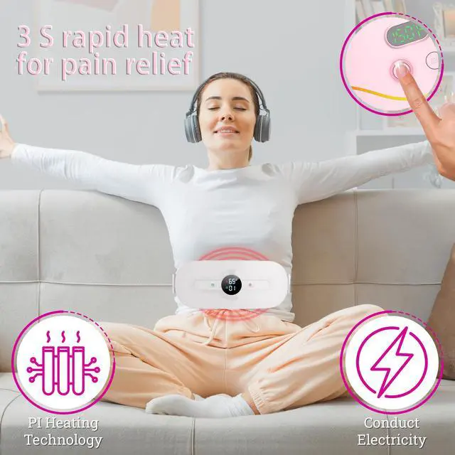 Alt view image 2 of 5 - Mericonn Heating Pad for Periods Cramps Pain Relief Period Heater Pad for Stomach Back White 7.4 in