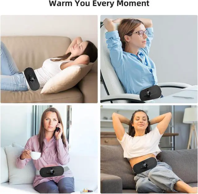 Alt view image 6 of 6 - Mericonn Portable Heating Pad Cordless for Period Cramps Pain Back Pain Relief Black 7.4 in
