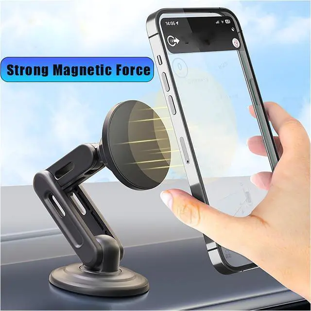 Alt view image 2 of 6 - Mericonn Car Magnetic Phone Mount Holder Dashboard Windshield Industrial-Strength Suction Cup with Adjustable Telescopic Arm 8 Strong Magnets for All Cell Phones