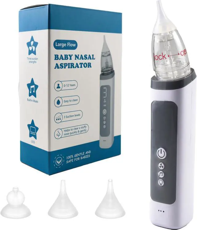 Main image of Nasal Aspirator for Baby, Electric Baby Nose Sucker with Adjustable 3 Levels Suction, Rechargeable Booger Sucker for Babies with Light Modes and Nursery Rhymes