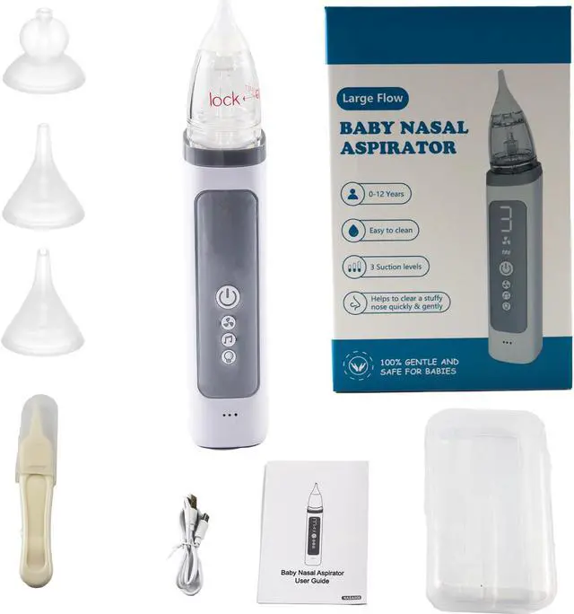 Alt view image 7 of 7 - Nasal Aspirator for Baby, Electric Baby Nose Sucker with Adjustable 3 Levels Suction, Rechargeable Booger Sucker for Babies with Light Modes and Nursery Rhymes