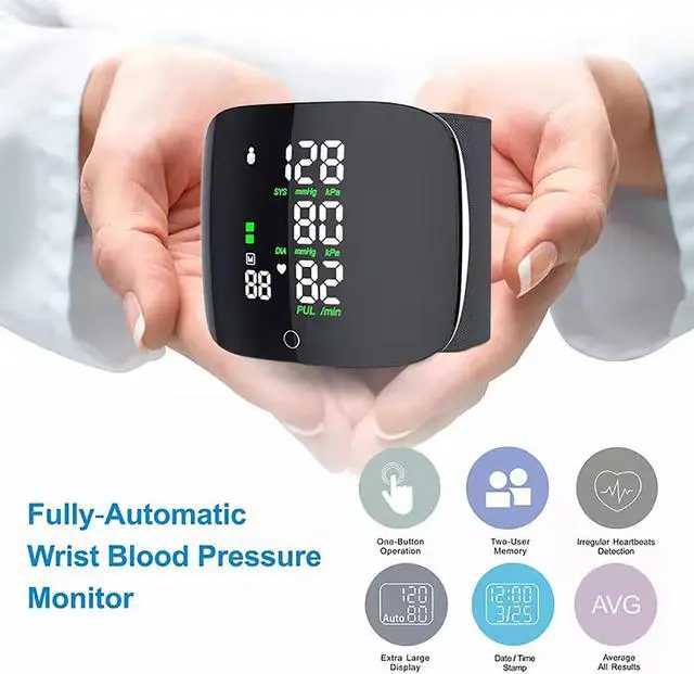 Alt view image 3 of 6 - Mericonn Wrist Blood Pressure Monitor BP Monitor LED Display Blood Pressure Cuff Wrist Automatic Voice 2x99 Reading Memory for Home Use with Carrying Case