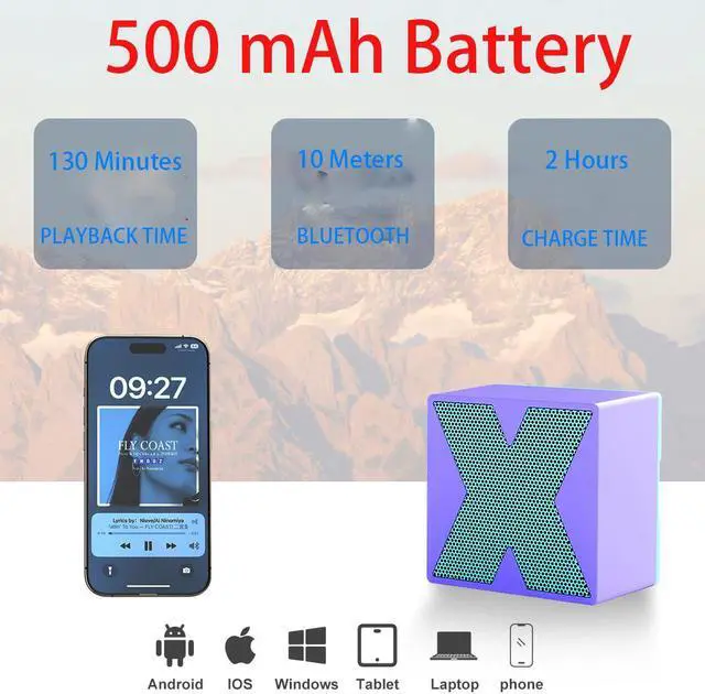 Alt view image 3 of 7 - Mericonn Basix X1 Portable Bluetooth Speaker, Green - Exceptional Sound Quality, Compact Design, Bluetooth 5.0, Durable Aluminum Alloy Shell, Hands-Free Calling, Dual Speaker Series Function