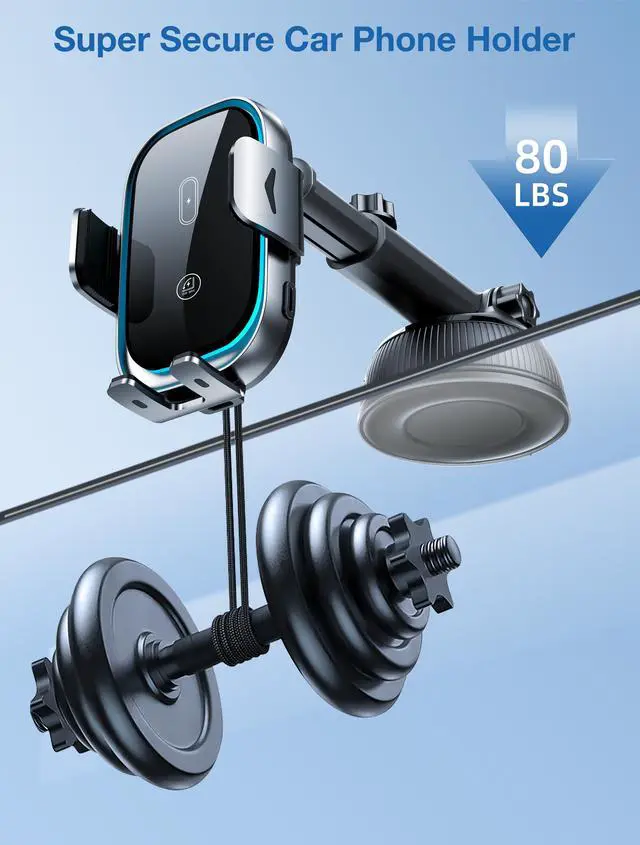 Alt view image 7 of 7 - Mericonn Universal Wireless Car Charger with Dual Coils, Fast Charging, and Auto Clamping Arms - Black Car Electronics Accessory