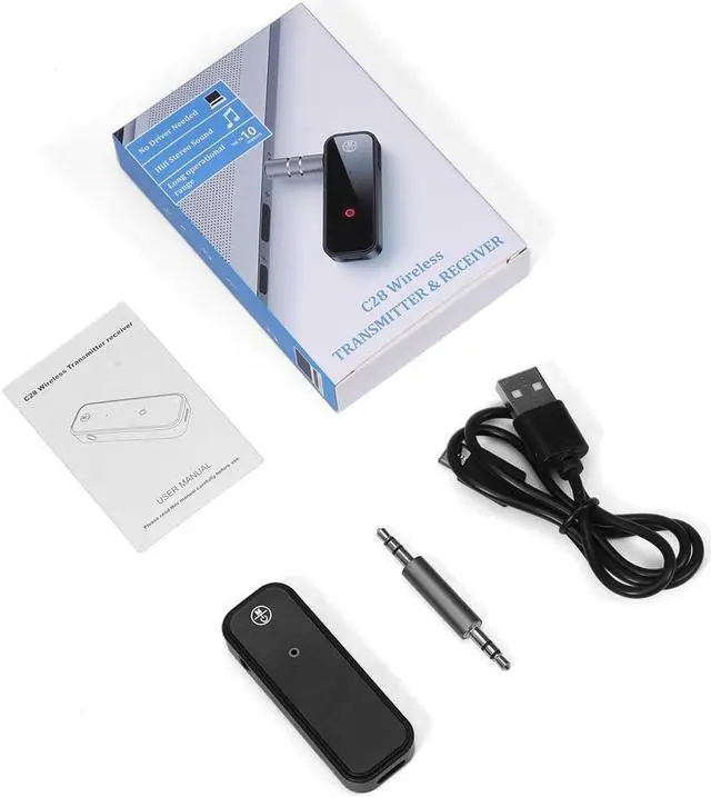 Alt view image 7 of 7 - Mericonn Bluetooth 5.0 Car Adapter - 2 in 1 Accessory with Dual Device Connection, Built-in Microphone, and 8-Hour Battery Life - Black
