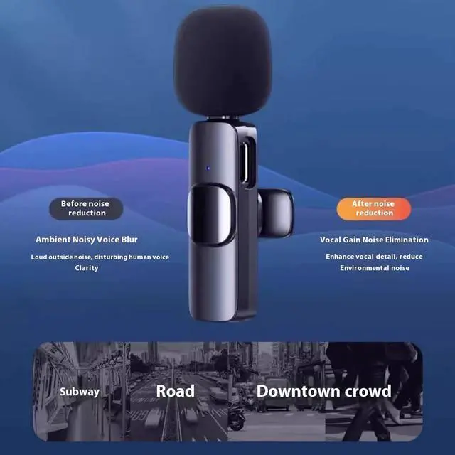 Alt view image 3 of 5 - Mericonn Wireless Lavalier Microphone with Enhanced Noise Cancellation, 65FT Transmission & Long Battery Life, Compatible with iPhone/iPad for Professional Recording