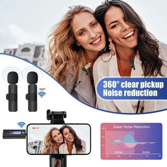 Alt view image 2 of 7 - Mericonn Omnidirectional Collar Microphone Set - Black, 2-Pack | High Sensitivity, Noise Reduction, Hands-Free Operation for TikTok, Online Meetings, and Video Recording