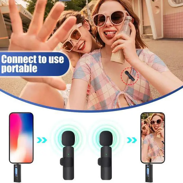 Alt view image 3 of 7 - Mericonn Omnidirectional Collar Microphone Set - Black, 2-Pack | High Sensitivity, Noise Reduction, Hands-Free Operation for TikTok, Online Meetings, and Video Recording