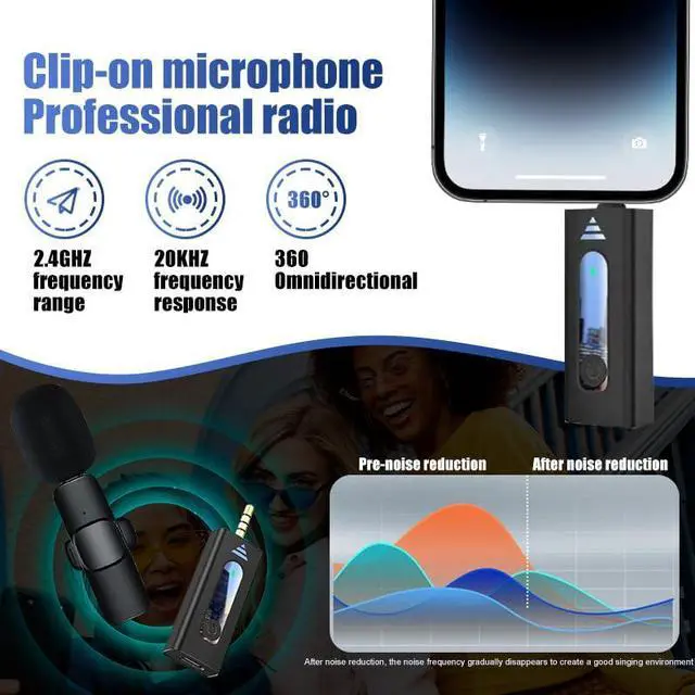 Alt view image 5 of 7 - Mericonn Omnidirectional Collar Microphone Set - Black, 2-Pack | High Sensitivity, Noise Reduction, Hands-Free Operation for TikTok, Online Meetings, and Video Recording