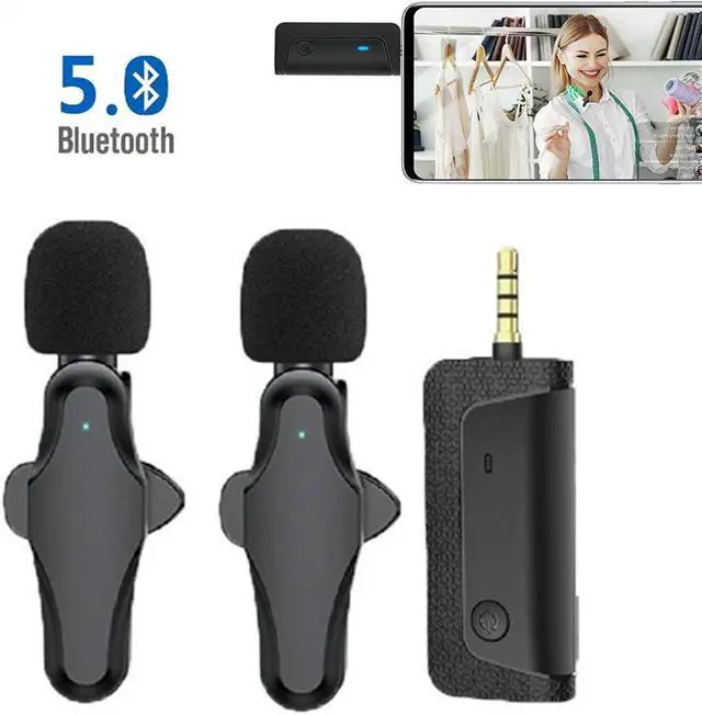 Main image of Mericonn Upgraded Wireless Lavalier Microphone Set of 2 - Noise Reduction, 360° Sound Reception, 35FT Transmission, Long Battery Life, Compatible with iPhone