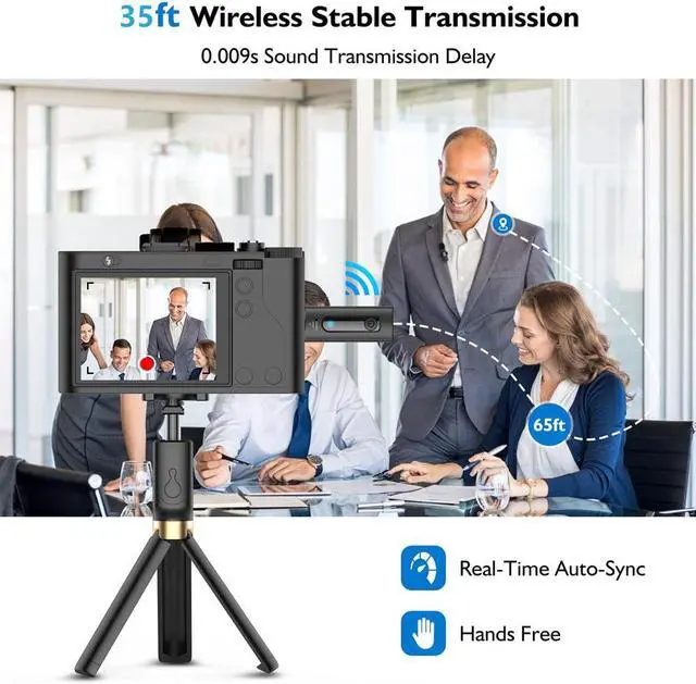 Alt view image 4 of 6 - Mericonn Upgraded Wireless Lavalier Microphone Set of 2 - Noise Reduction, 360° Sound Reception, 35FT Transmission, Long Battery Life, Compatible with iPhone