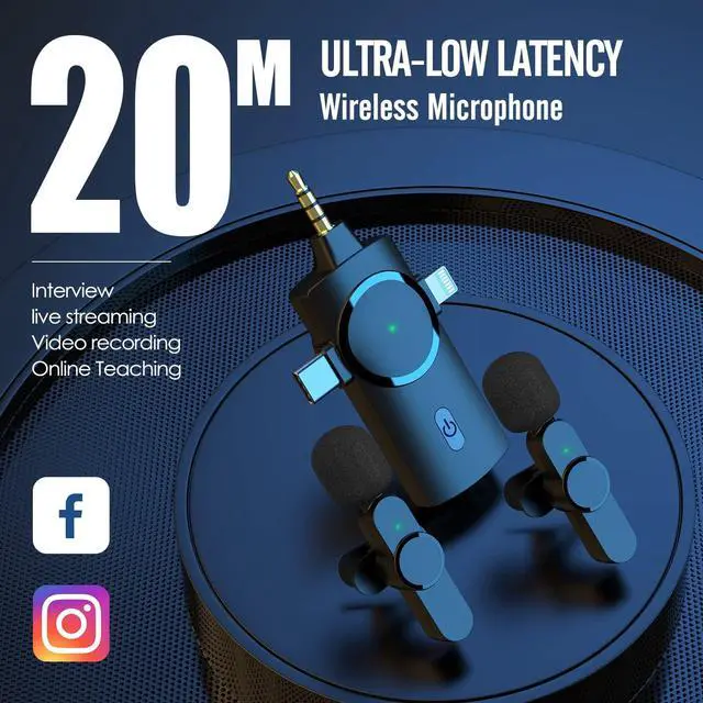Alt view image 2 of 7 - Mericonn 3 in 1 Universal Receiver Lapel Microphone Set - Smart Noise Cancellation, Automatic Connection, 393ft Range, Compatible with iPhone/Android/Camera/PC, Includes 2 Pack